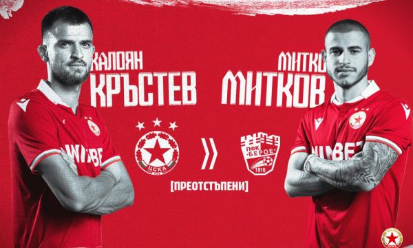 ЦСКА даде под наем Митко Митков и Калоян Кръстев в Берое