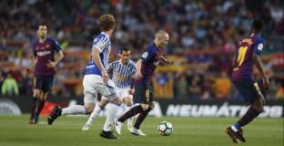 Барса с победа при последния мач на Иниеста за каталунците