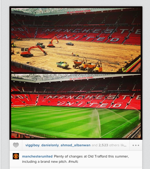  Манчестър Юнайтед показа промяната на Олд Трафорд, след подмяната на тревното покритие