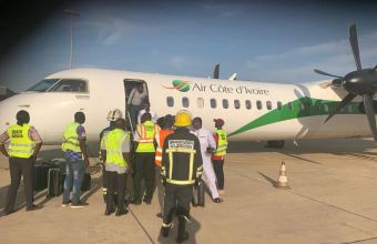 Снимка от аварийното кацане на самолета на националния отбор на Гамбия. 