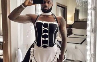 Появи се снимка на ЛеБрон, облечен като прислужница. 