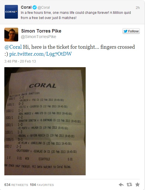 Два мача делят този фиш от печалба на стойност един милион