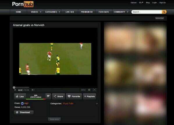 Видеото от мача Арсенал - Норич Сити беше качено в Pornhub