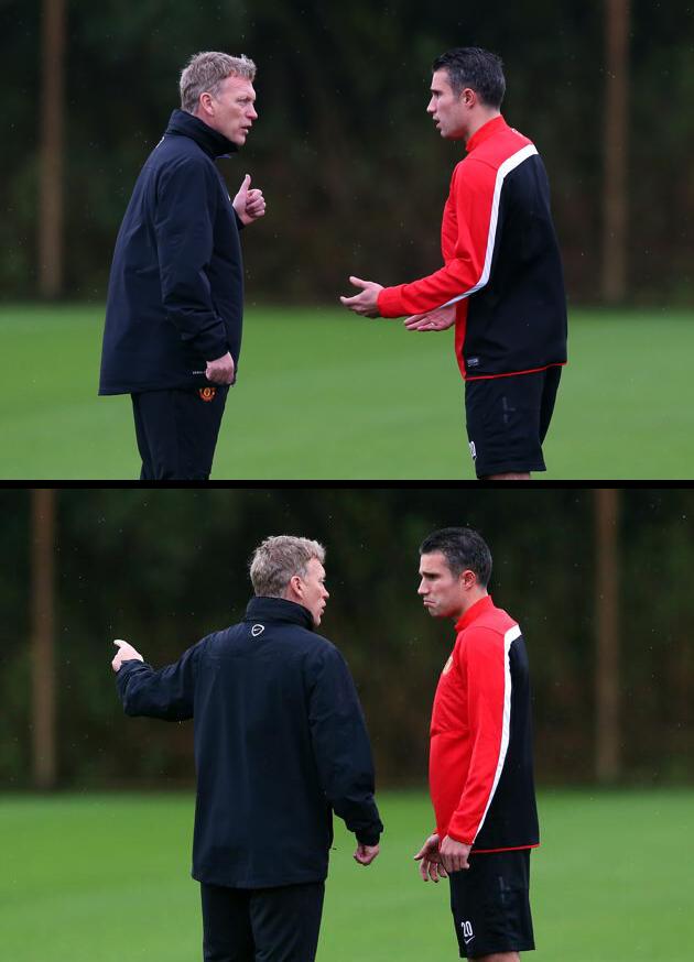 Съдейки по изражението на Робин ван Перси, Мойс упражнява респект по време на тренировките