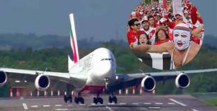 Самолет с перуански фенове се запали преди кацане 