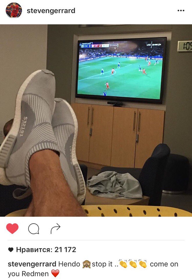 Инстаграмът на Джерард след гола на Хендрсън срещу Челси. 