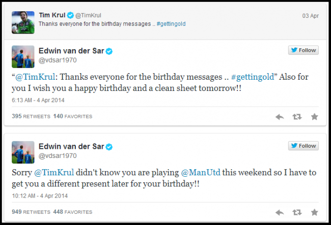Пожеланието на Ван Дер Сар към Тим Крул по случай рождения му ден! :D
