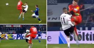 Вратарят на Шалке 04 контузи играч след удар в гърдите