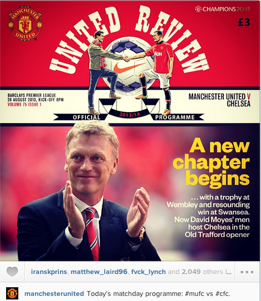 Така изглежда програмата за снощния мач между Манчестър Юнайтед и Челси